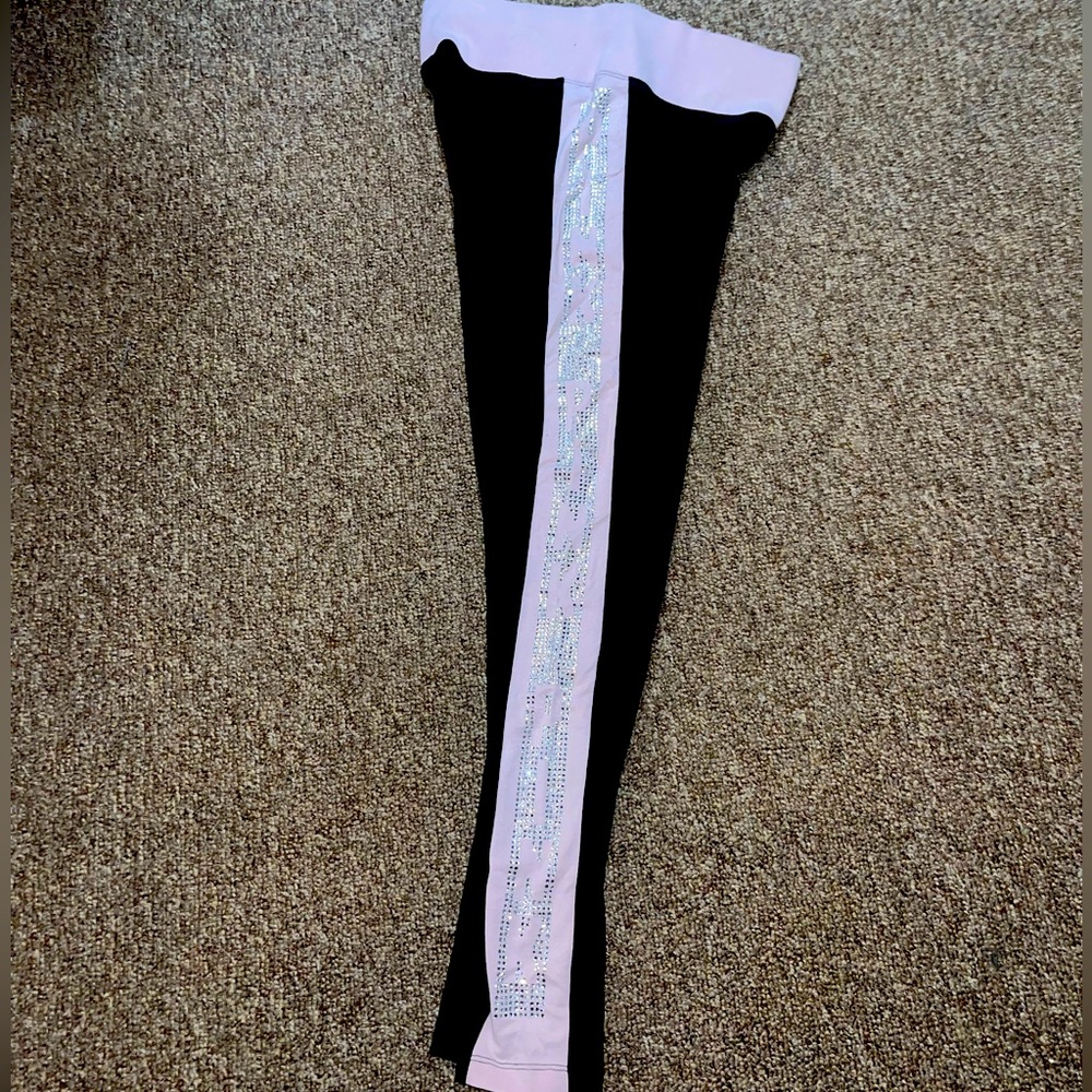 Pink bling mid rise leggings